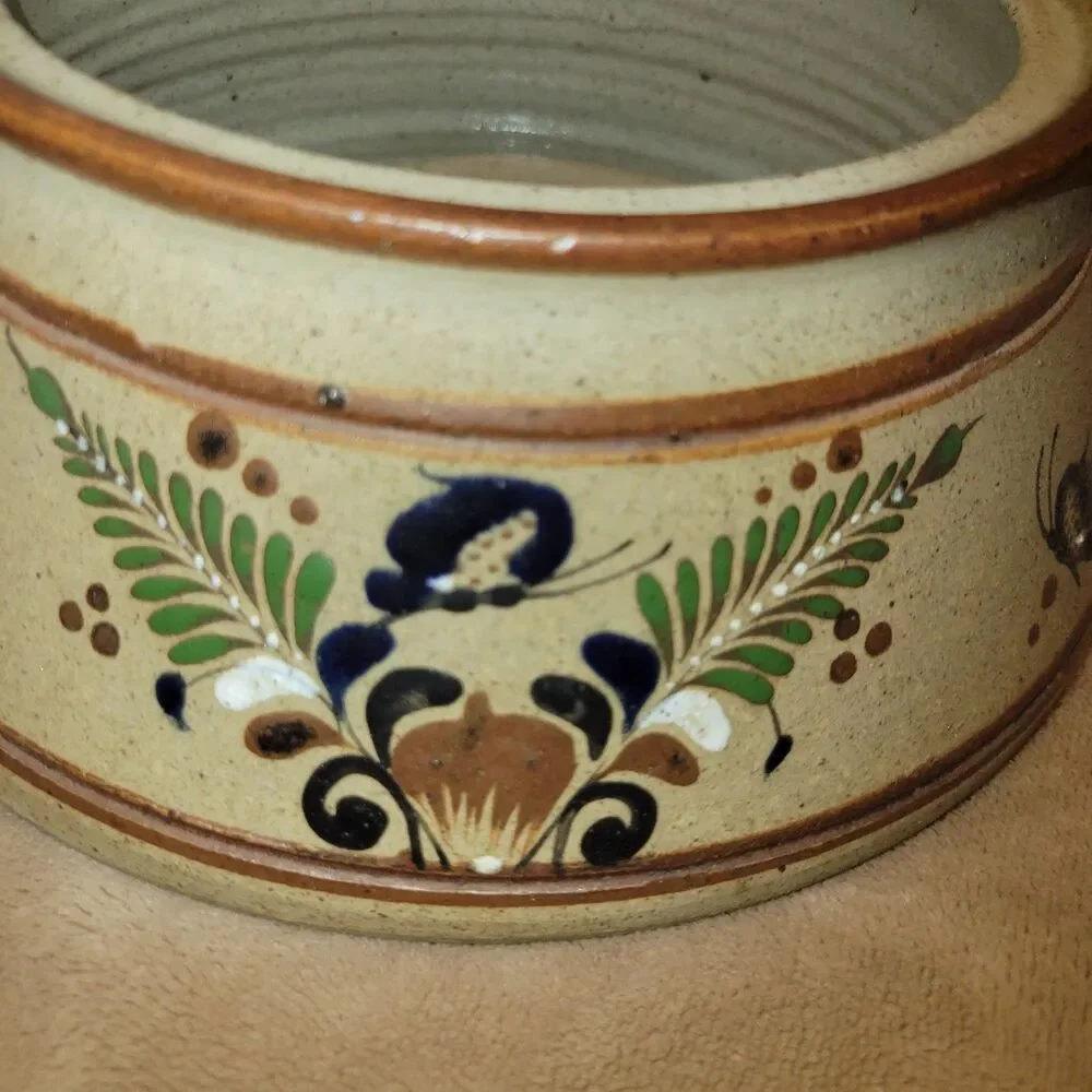 Vintage Netzi Tonala Mexican Pottery Large Soup Tureen Lidded Bowl Bird Floral